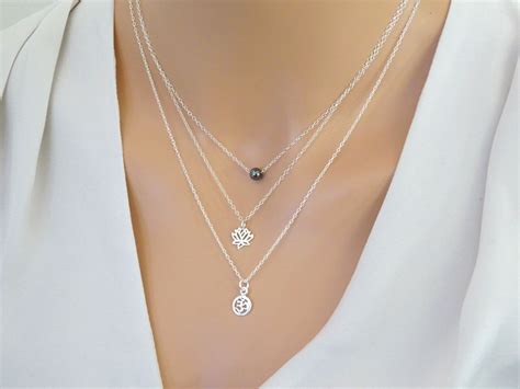 layering necklace set   necklaces  women hematite etsy