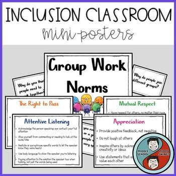 Group Norms Mini-Posters & Prompts by Middle School Mood Swings | TpT