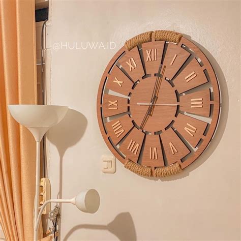 jual jam dinding kayu jati unik model angka romawi krawangan shopee