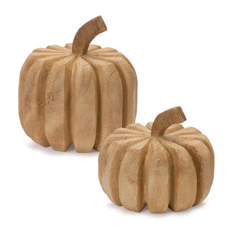 Faux Wood-Carved Resin Pumpkin Set - Teton Timberline Trading