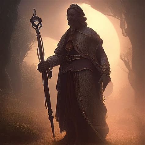An artist depicts a giant knight in a forest in the style of light ...