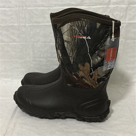 hisea mens camo rain boots neoprene rubber garden hunting chore mud