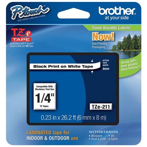 Brother Laminated Tape Black on White, 6mm (TZe211) : Amazon.in: Office