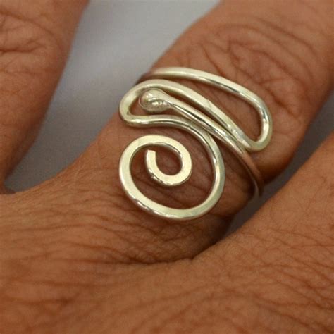 adjustable sterling silver ring handmade freeform etsy