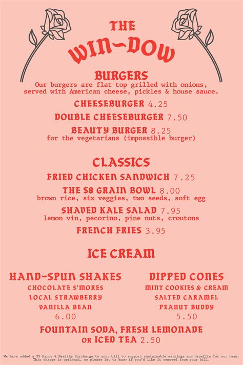 Long Beach Menu — The Window