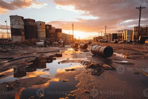 AI Generated Oil gasoline pollution toxic industrial chemical waste environmental disaster