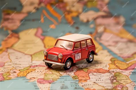 Premium Photo | A red car on a map of europe