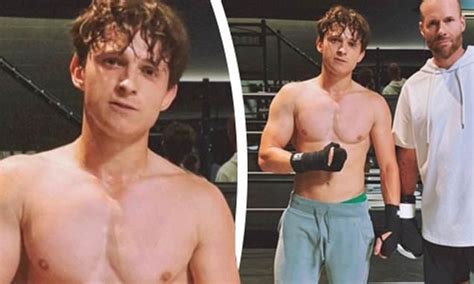 tom holland shows   impressive physique   shirtless workout