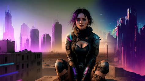 resolution beautiful hd cyberpunk girl  cyber city