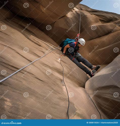 A Climber Scaling A Steep Mountain. Generative AI Royalty-Free Stock ...