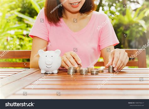 money saving concept smile happiness asian stock photo