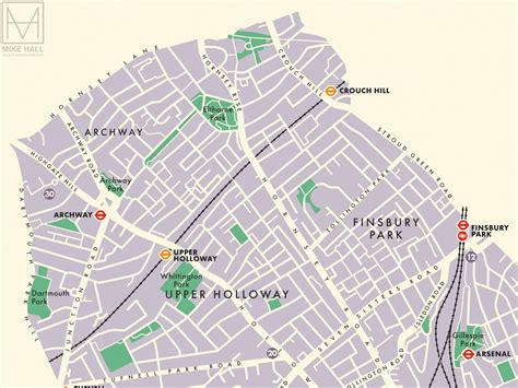 Islington (london Borough) Retro Map Giclee Print - Etsy