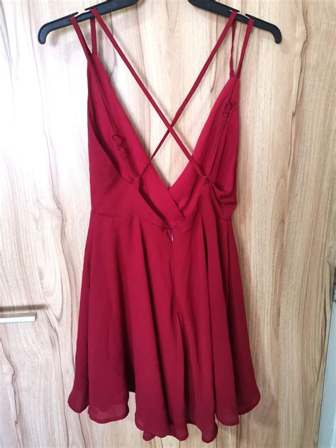 low cut v neck red dress 10