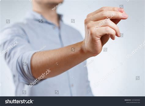 male hand gesture  neutral background stock photo