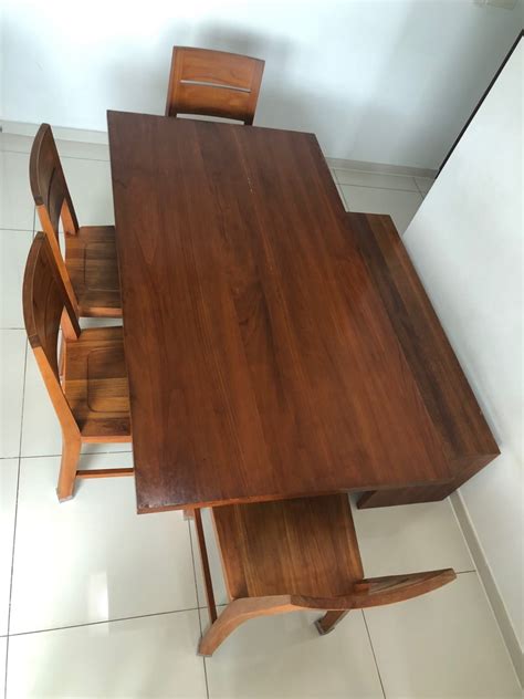 Scanteak dining table set, Furniture & Home Living, Furniture, Tables ...