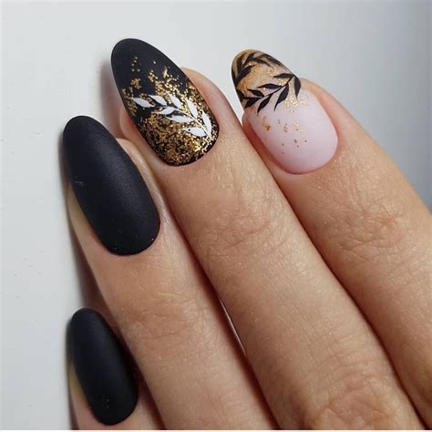Gold Nails, Matte Nails, Fun Nails, Pretty Nails, Acrylic Nails, Black ...