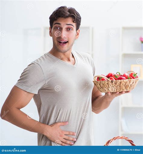 Young Man in Healthy Eating and Dieting Concept Stock Photo - Image of