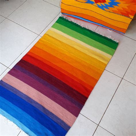 colorful rainbow bohemian handwoven rug runner farmhouse rug runner