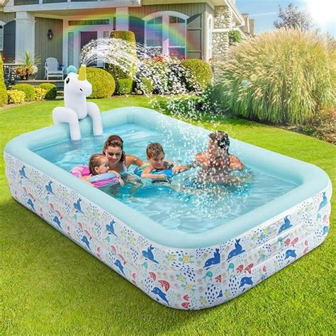 Inflatable Pool for Kids and Adults, Large Blow up Swimming Pool (118