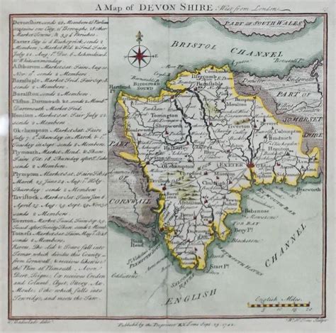 Lot - A Map of Devon Shire, West from London, Cartographer: T Badeslade