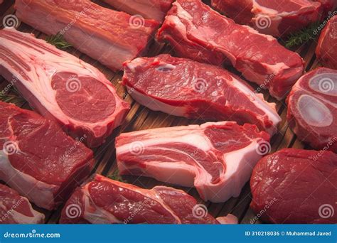 culinary selection assorted raw meat cuts presented   variety stock