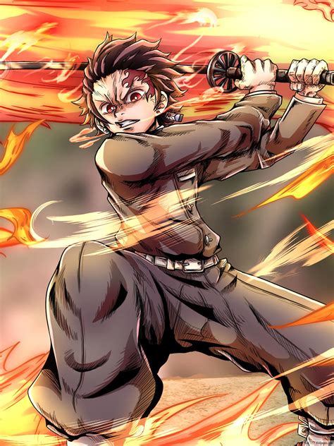 Demon Slayer: Tanjiro Kamado Respiração Solar 4K baixar papel de parede