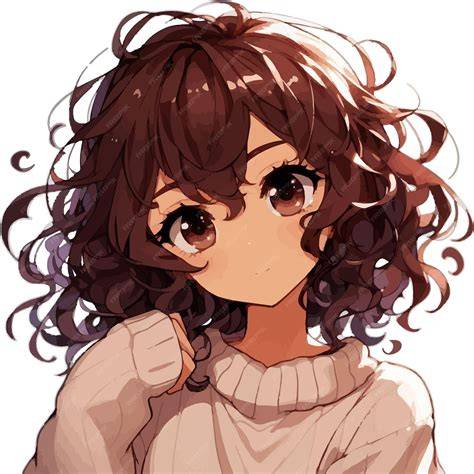Premium Vector | Closeup of anime girl with curly brown hair isolated