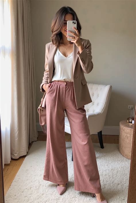 Dusty Rose Pleated Pants Outfit for Classy Street Style|Summer Casual ...