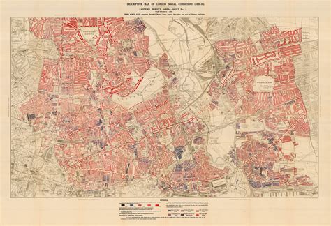 Charles Booth, Poverty Map of Whitechapel, Hackney, Shoreditch & Stratford, 1930 | The Map House