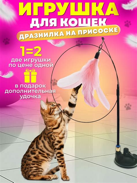 Игрушка для кошек удочка дразнилка на палочке на присоске - купить с ...