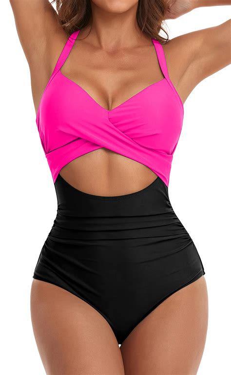 Snapklik.com : Womens One Piece Swimsuits Tummy Control Cutout High
