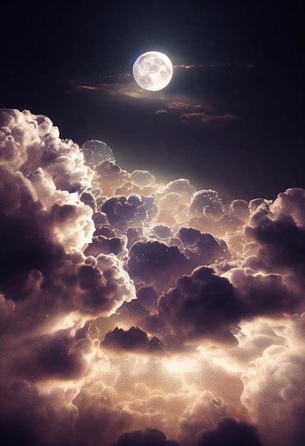 premium photo stary white clouds dreamy moon shades generative ai