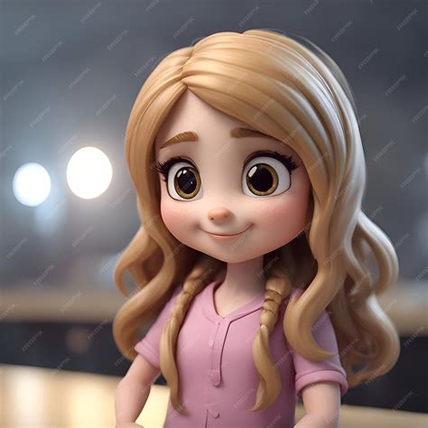 Free Photo | 3d rendering of a cute little girl with long blond hair