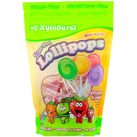 XyloBurst Lollipop Sugar Free with Xylitol, 50 count Bag, Mixed Flavors ...
