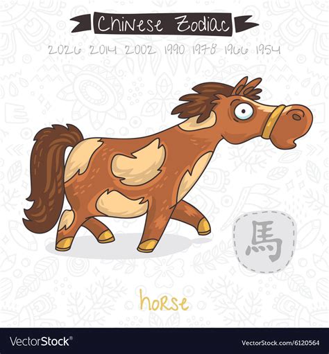 Chinese zodiac sign horse Royalty Free Vector Image