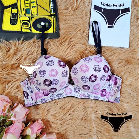 Circle Flower Print Soft Comfortable Pushup Padded Bra for Sexy Women