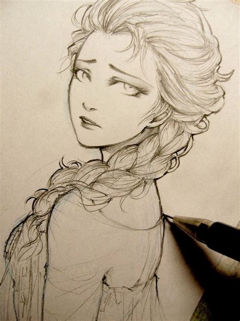 Elsa Pencil Sketch at PaintingValley.com | Explore collection of Elsa ...