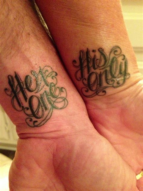 Husband and wife tattoos , Her One, His Only | Wife tattoo, Husband