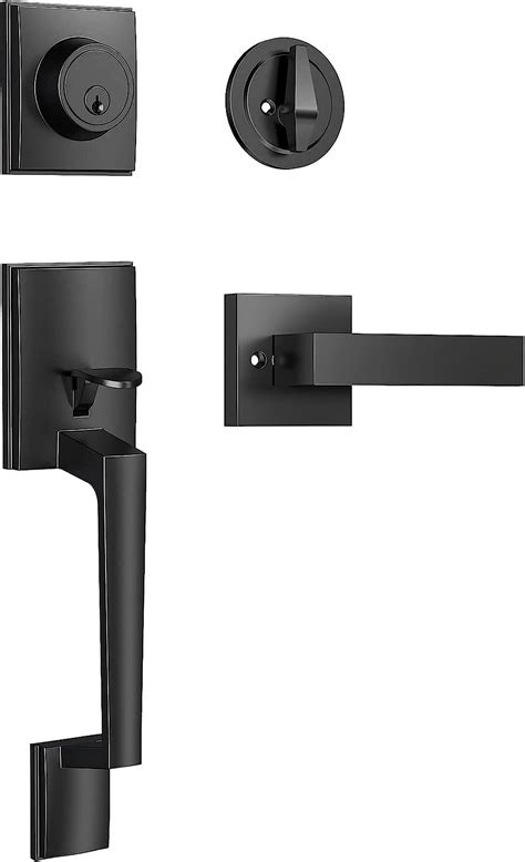 Scifil Front Door Lock Set Matte Black with Reversible Handle and