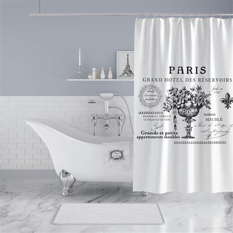 Hotel Paris Shower Curtains, French Country Vintage Design, White