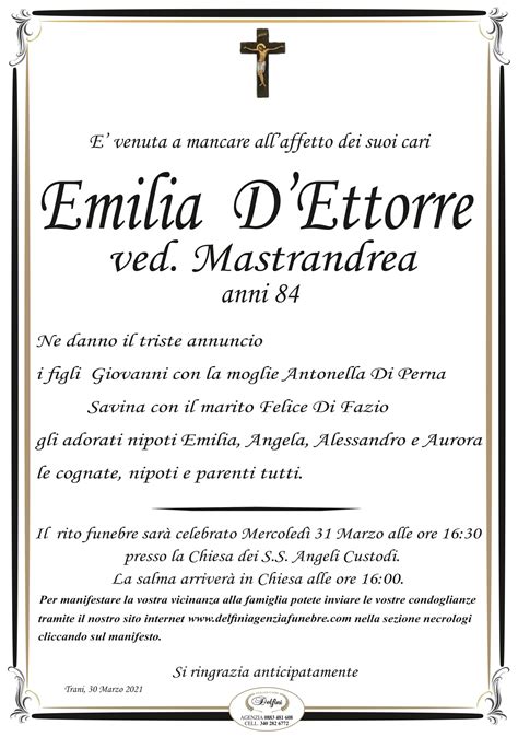 Delfini agenzia funebre | Emilia D’Ettorre ved. Mastrandrea