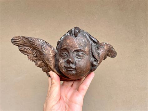 Vintage Chalkware Angel with Wings Wall Hanging (Wood-Like), Wall Angel