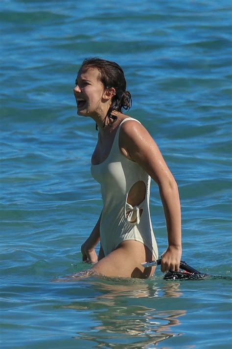 Millie Bobby Brown in White Swimsuit 2018 -19 – GotCeleb