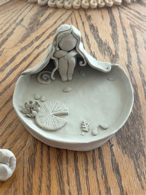 WIP air dry clay jewelry dish by me | Clay ceramics, Clay pottery