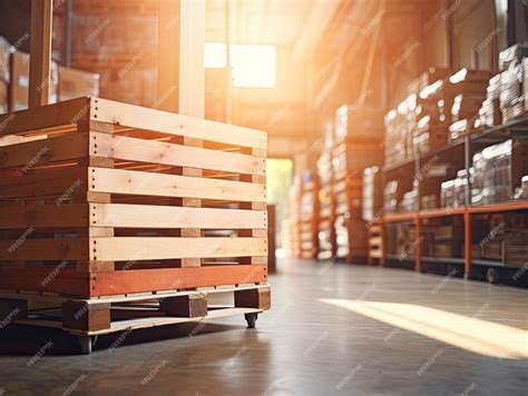 Premium AI Image | A wooden crate in front of a blurred inside a