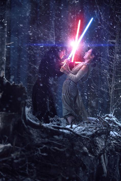 Download Star Wars Rey And Kylo Ren Lightsaber Battle Picture