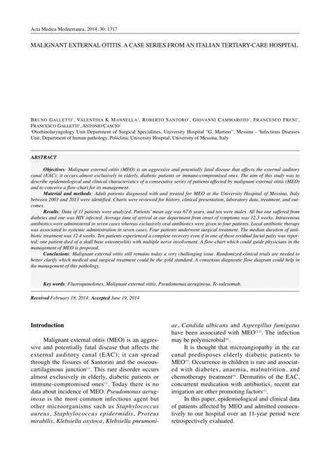 malignant external otitis  case series   italian tertiary