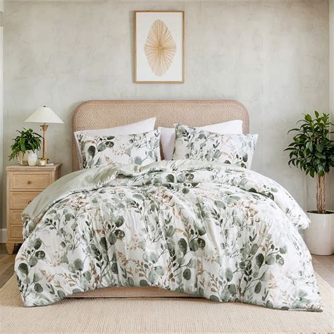 Regency Heights King Size Comforter Set, Seersucker Botanical Bedding