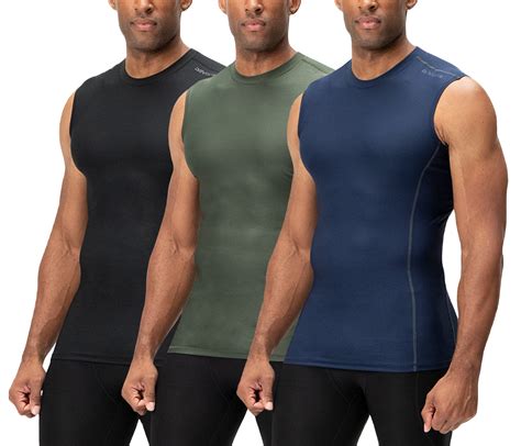 devops  pack mens athletic compression shirts sleeveless medium