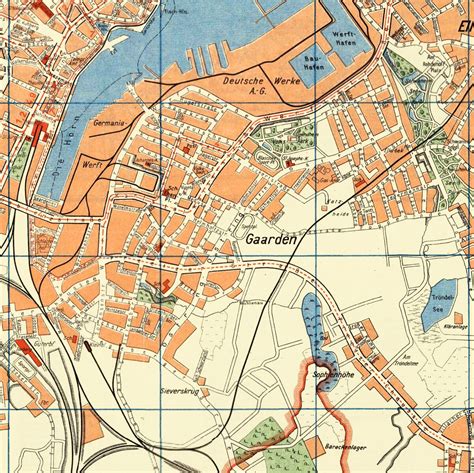 map  kiel germany  vintage map wall map print vintage maps  prints